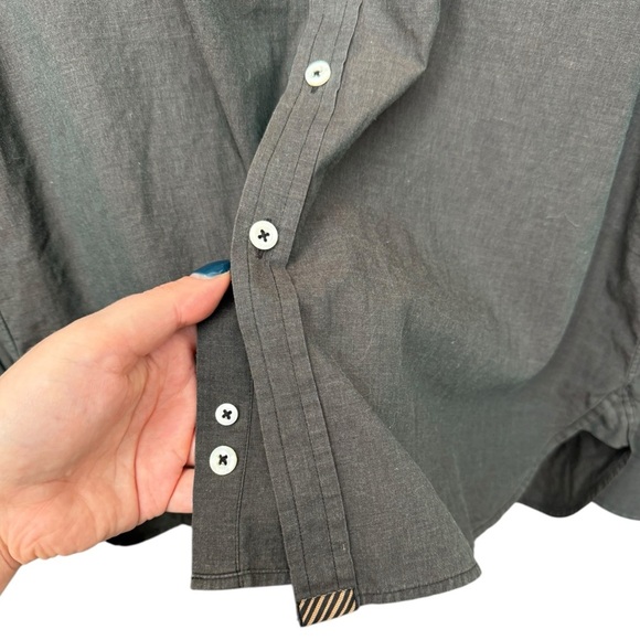 Billy Reid Slim Cut Button Down Dress Shirt Men’s Size XL Charcoal Grey Cotton - Picture 2 of 9